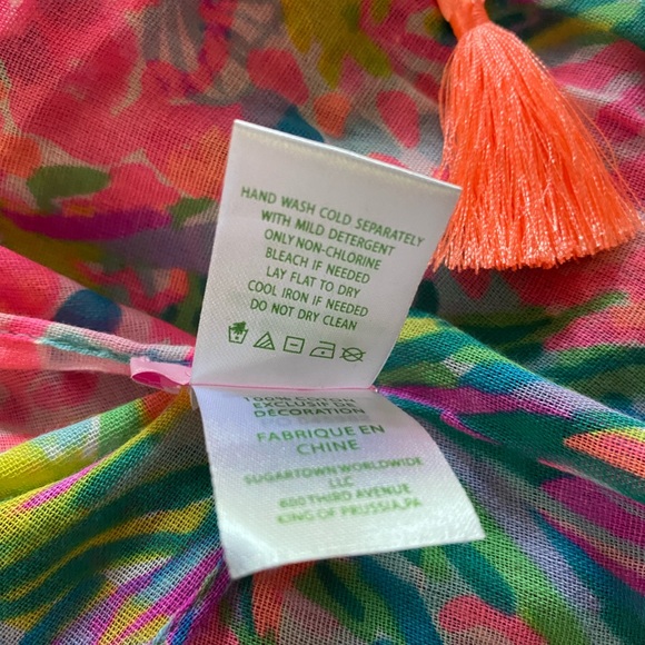 🎉HP🎉NWOT Lilly Pulitzer Cotton Wrap Scarf Fan Sea Pants Resort Cruise 52”x80 - Picture 11 of 11